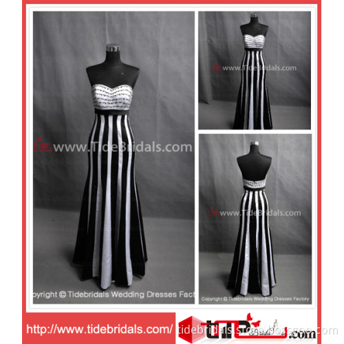 Elegant Mermaid Sweetheart Strapless Boned Black White Party Bridesmaid Gown Prom Dress Evening Dress (AS5218)
